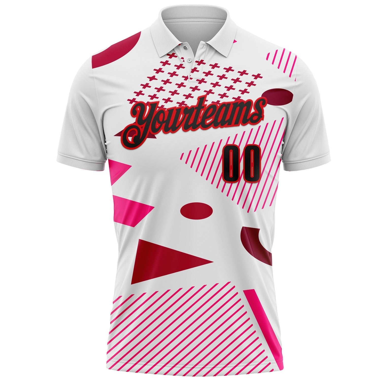 Custom White Black Pink-Fire Red Esports Performance Polo Shirt photo 2