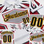 Custom White Black Red Gray-Gold Esports Performance Polo Shirt detail