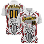 Custom White Black Red Gray-Gold Esports Performance Polo Shirt photo 1
