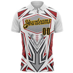 Custom White Black Red Gray-Gold Esports Performance Polo Shirt photo 2