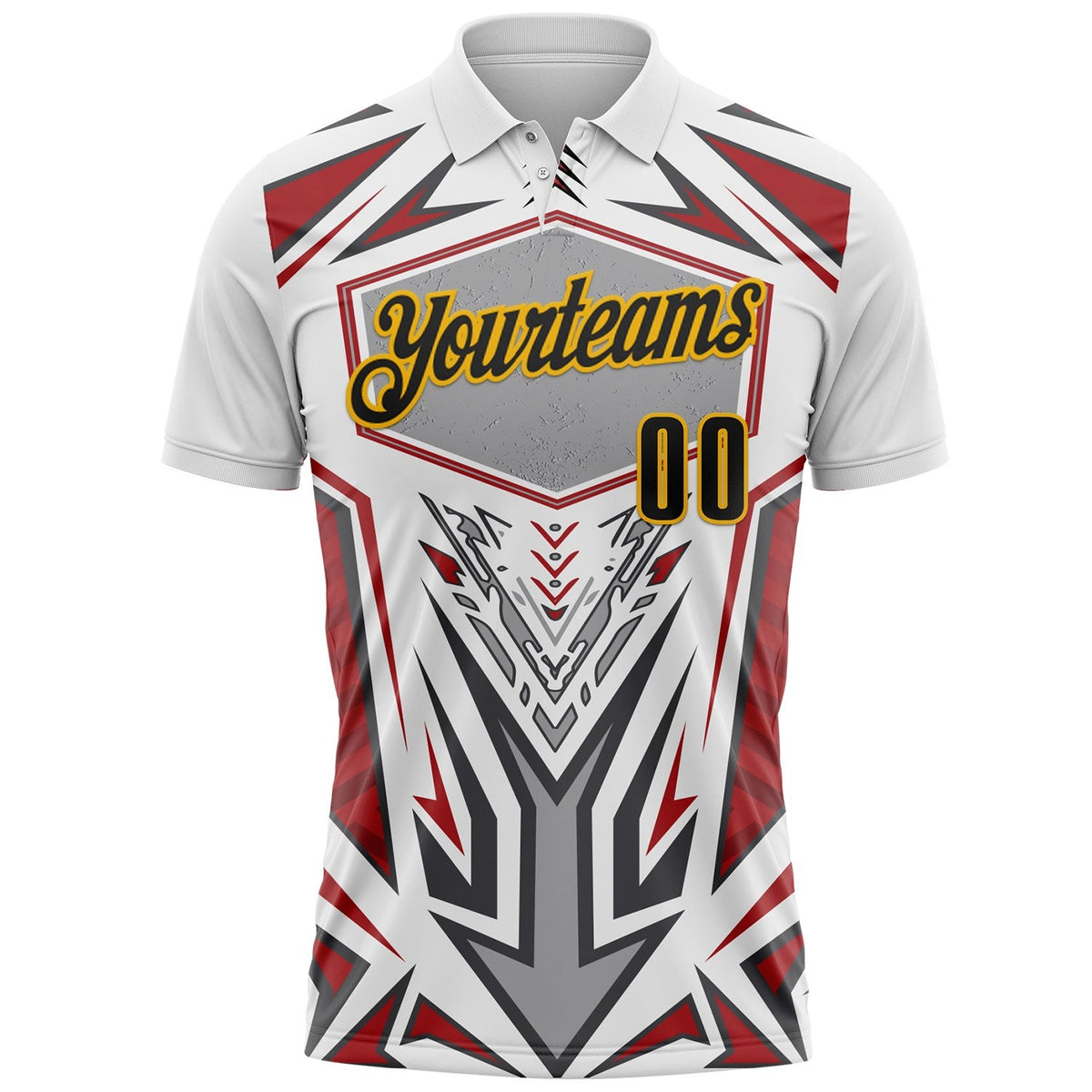 Custom White Black Red Gray-Gold Esports Performance Polo Shirt photo 2