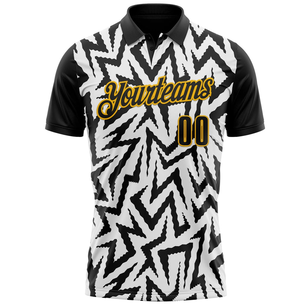 Custom Black White-Gold Esports Performance Polo Shirt photo 2