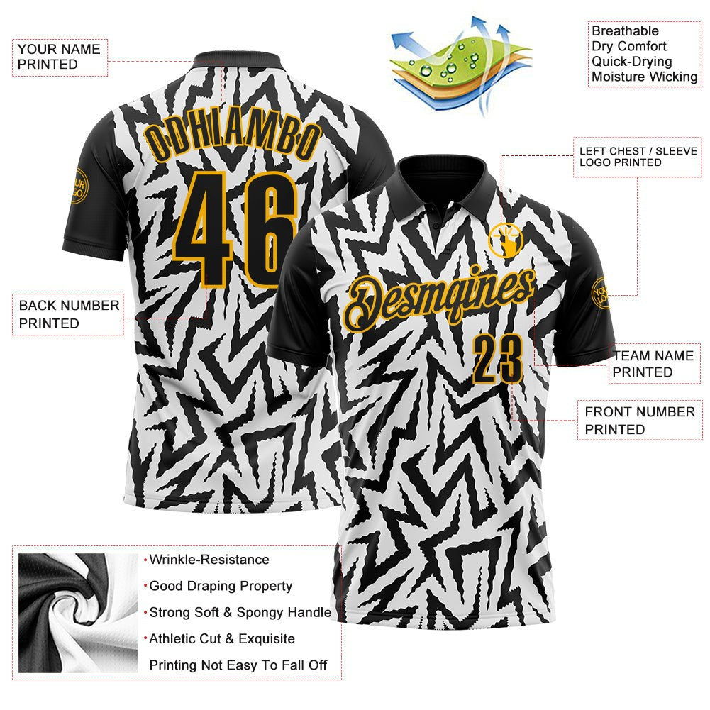 Custom Black White-Gold Esports Performance Polo Shirt photo 3