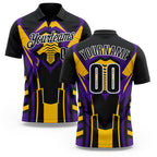 Custom Black Yellow Purple-White Esports Performance Polo Shirt
