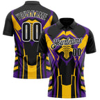 Custom Black Yellow Purple-White Esports Performance Polo Shirt photo 1