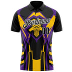 Custom Black Yellow Purple-White Esports Performance Polo Shirt photo 2