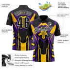 Custom Black Yellow Purple-White Esports Performance Polo Shirt photo 3
