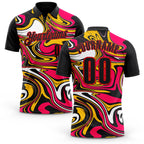 Custom Black Yellow Pink-Fire Red Esports Performance Polo Shirt