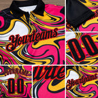 Custom Black Yellow Pink-Fire Red Esports Performance Polo Shirt detail