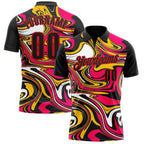 Custom Black Yellow Pink-Fire Red Esports Performance Polo Shirt photo 1