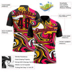 Custom Black Yellow Pink-Fire Red Esports Performance Polo Shirt photo 3