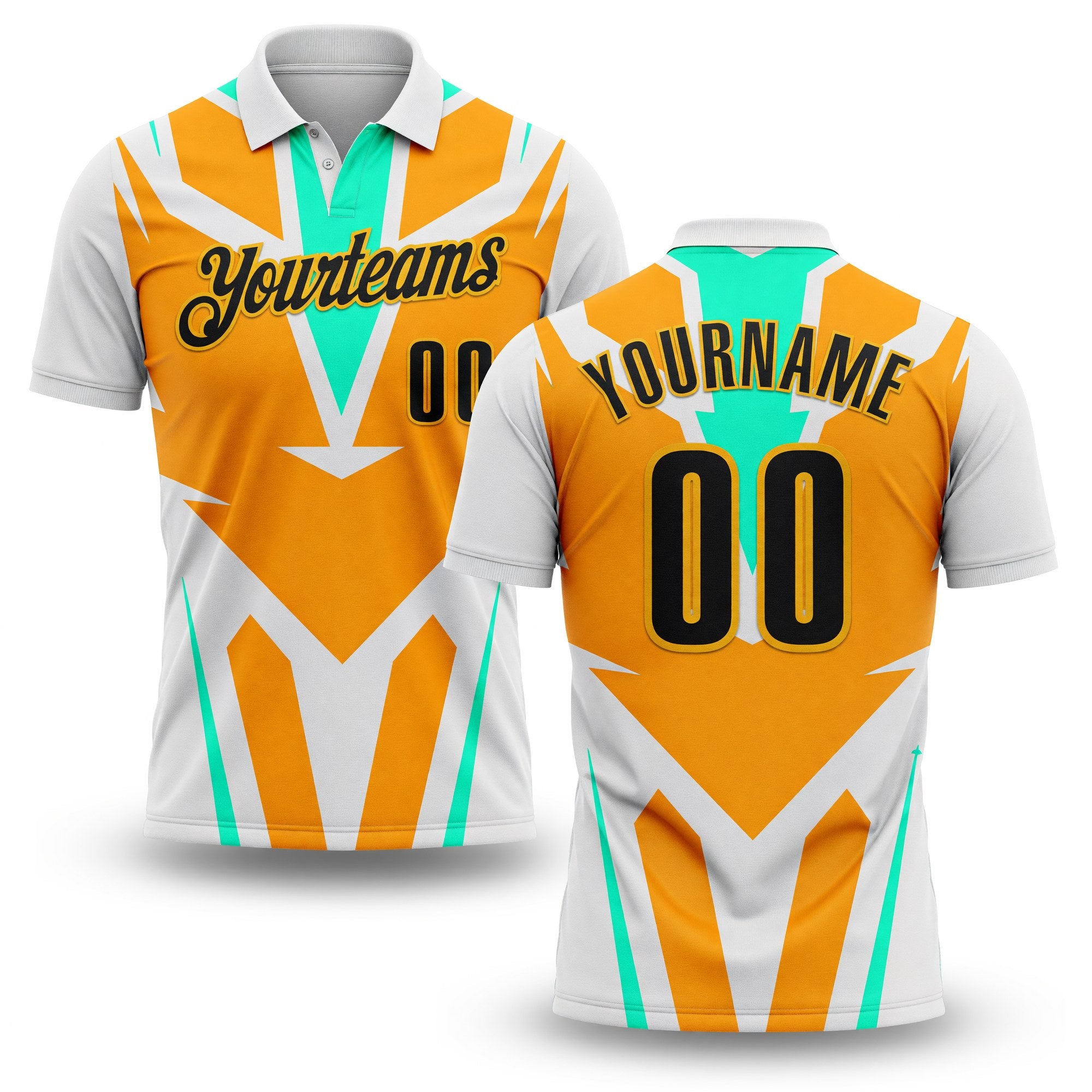 Custom White Black Orange Pea Green-Gold Esports Performance Polo Shirt
