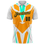 Custom White Black Orange Pea Green-Gold Esports Performance Polo Shirt photo 2