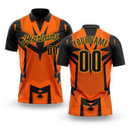 Custom Black Orange-Gold Esports Performance Polo Shirt