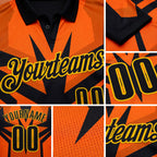 Custom Black Orange-Gold Esports Performance Polo Shirt detail