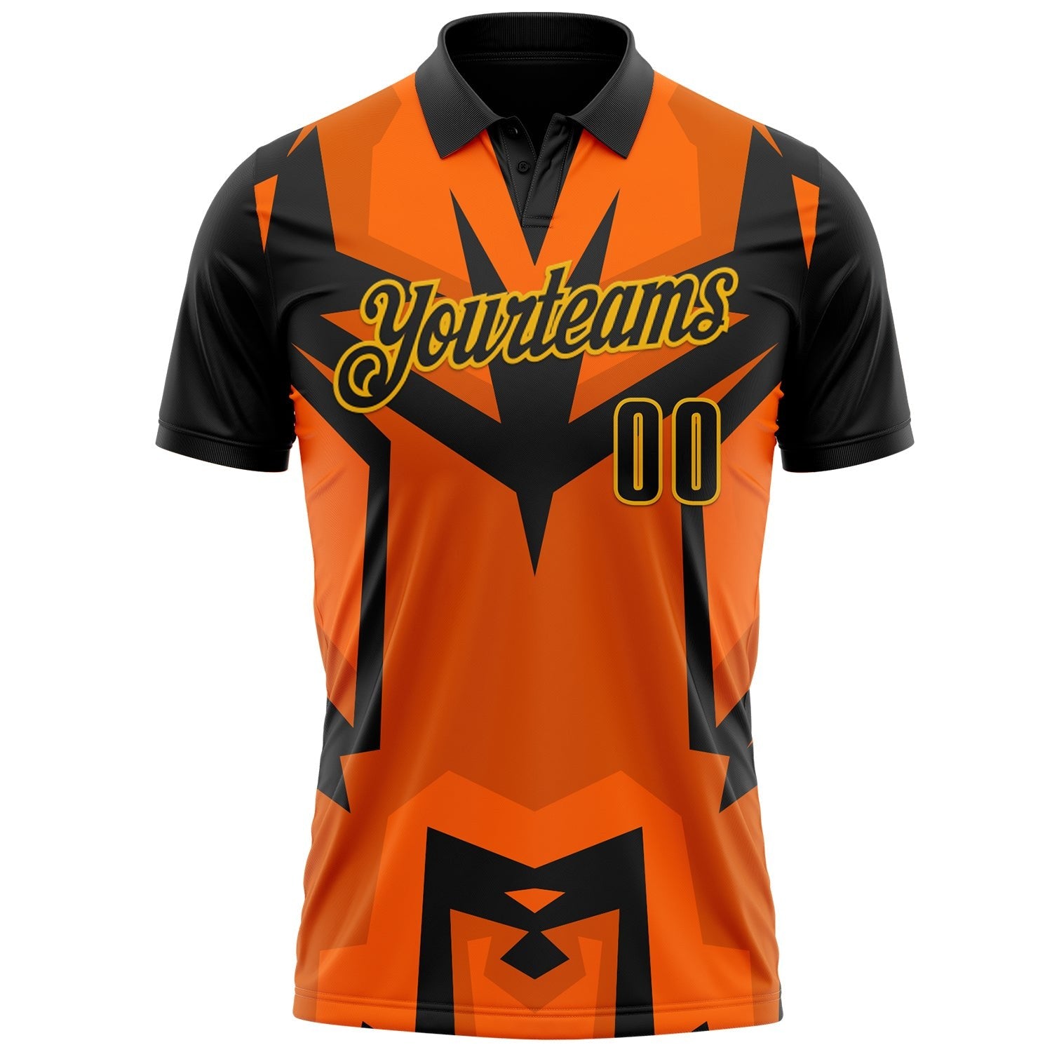 Custom Black Orange-Gold Esports Performance Polo Shirt photo 2