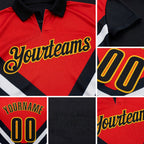 Custom Blue Black Red-Gold Esports Performance Polo Shirt detail