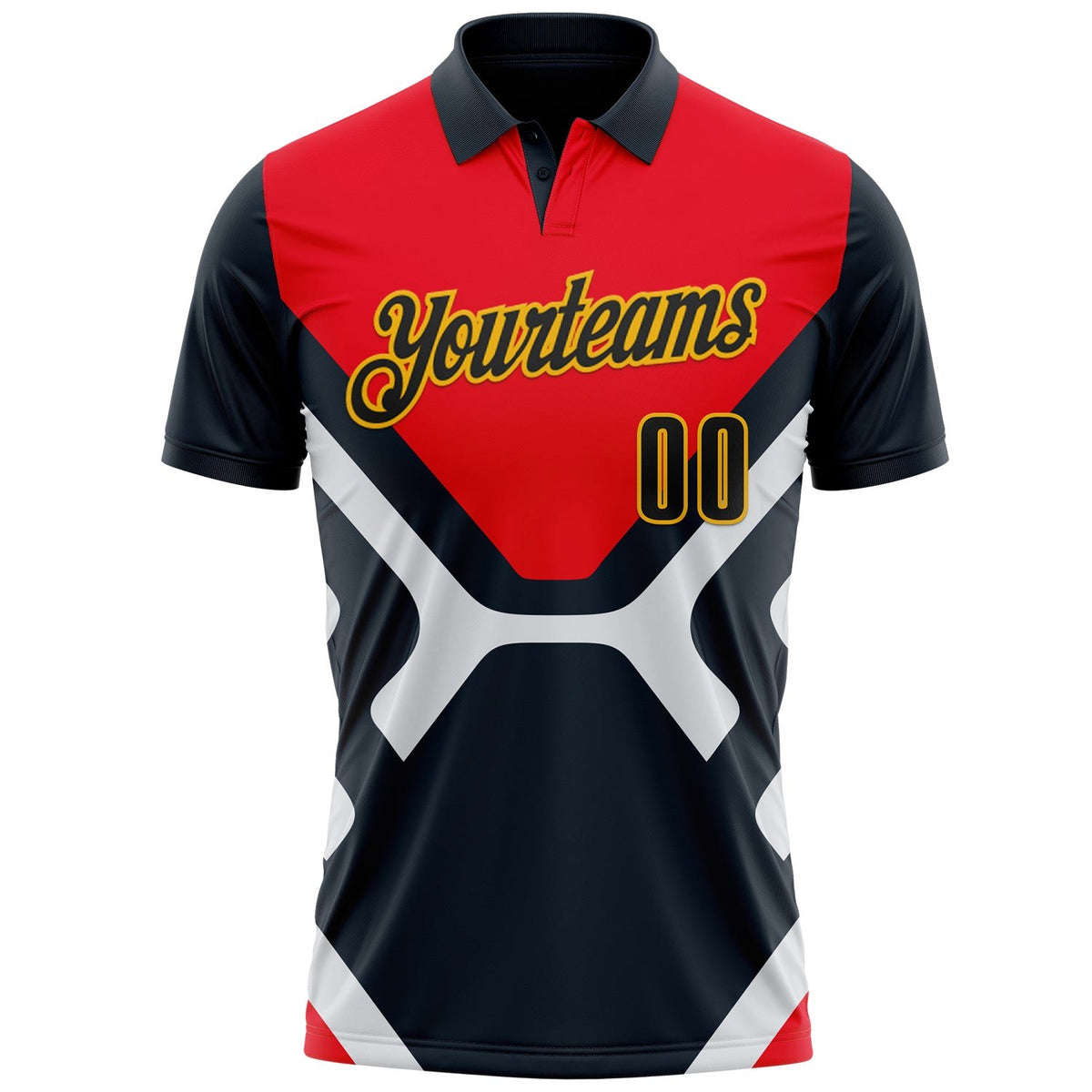 Custom Blue Black Red-Gold Esports Performance Polo Shirt photo 2