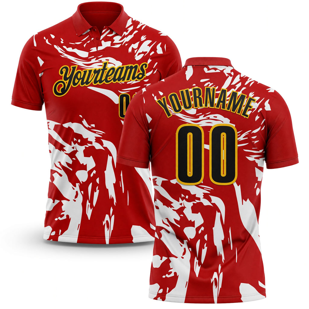 Custom Red Black White-Gold Esports Performance Polo Shirt
