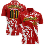 Custom Red Black White-Gold Esports Performance Polo Shirt photo 1