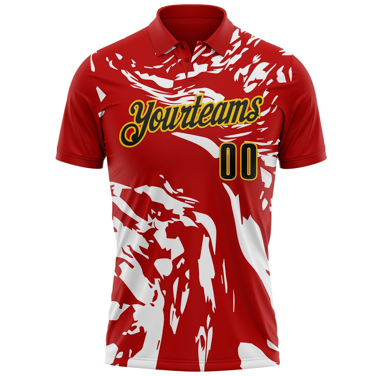 Custom Red Black White-Gold Esports Performance Polo Shirt photo 2