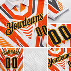 Custom White Black Orange-Gold Esports Performance Polo Shirt detail