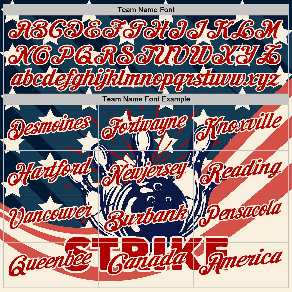Custom Blue Red-Cream Bowling Ball And Pins Strike Retro American Flag Performance Polo Shirt photo 3