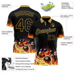 Custom Black-Old Gold Flame Billiards Snooker Balls Pool Performance Polo Shirt photo 3