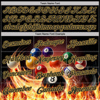 Custom Black-Old Gold Flame Billiards Snooker Balls Pool Performance Polo Shirt photo 4