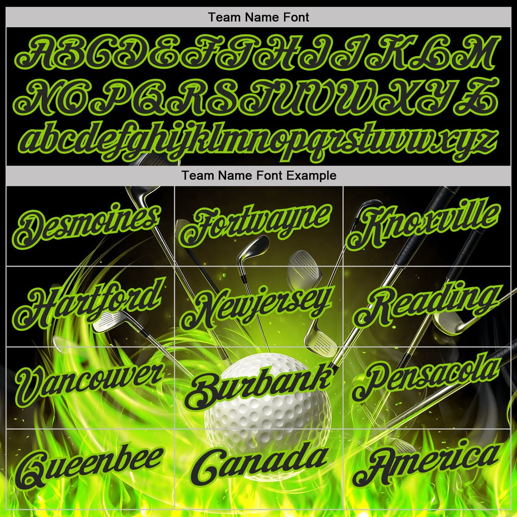 Custom Black-Neon Green Flame Golf Ball 3D Pattern Performance Polo Shirt photo 3