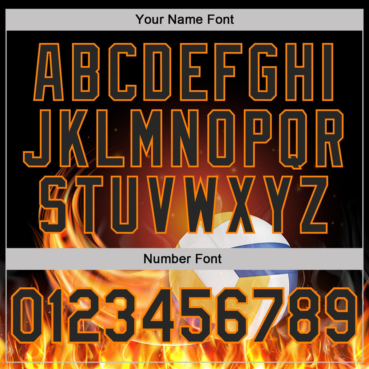 Custom Black-Bay Orange Flame Volleyball Ball 3D Pattern Performance Polo Shirt photo 5