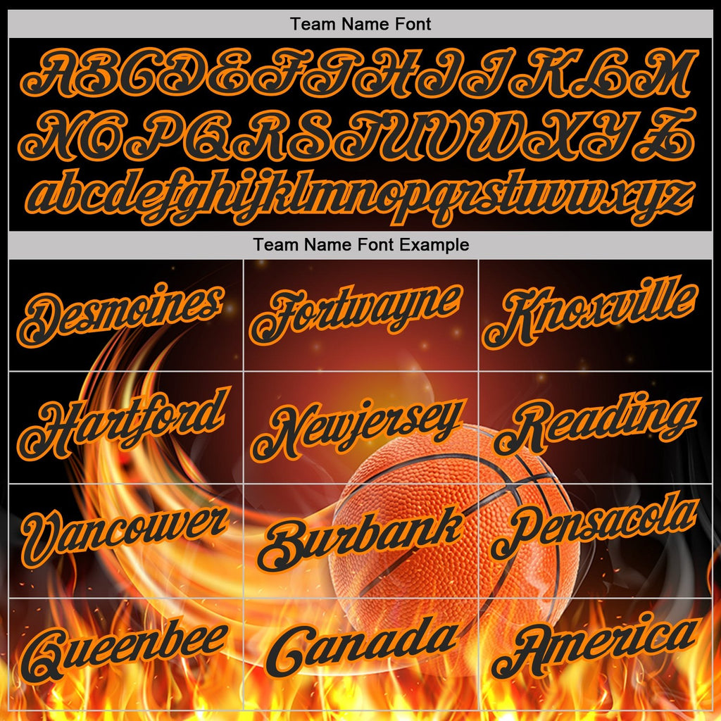 Custom Black-Bay Orange Flame Basketball Ball 3D Pattern Performance Polo Shirt photo 4