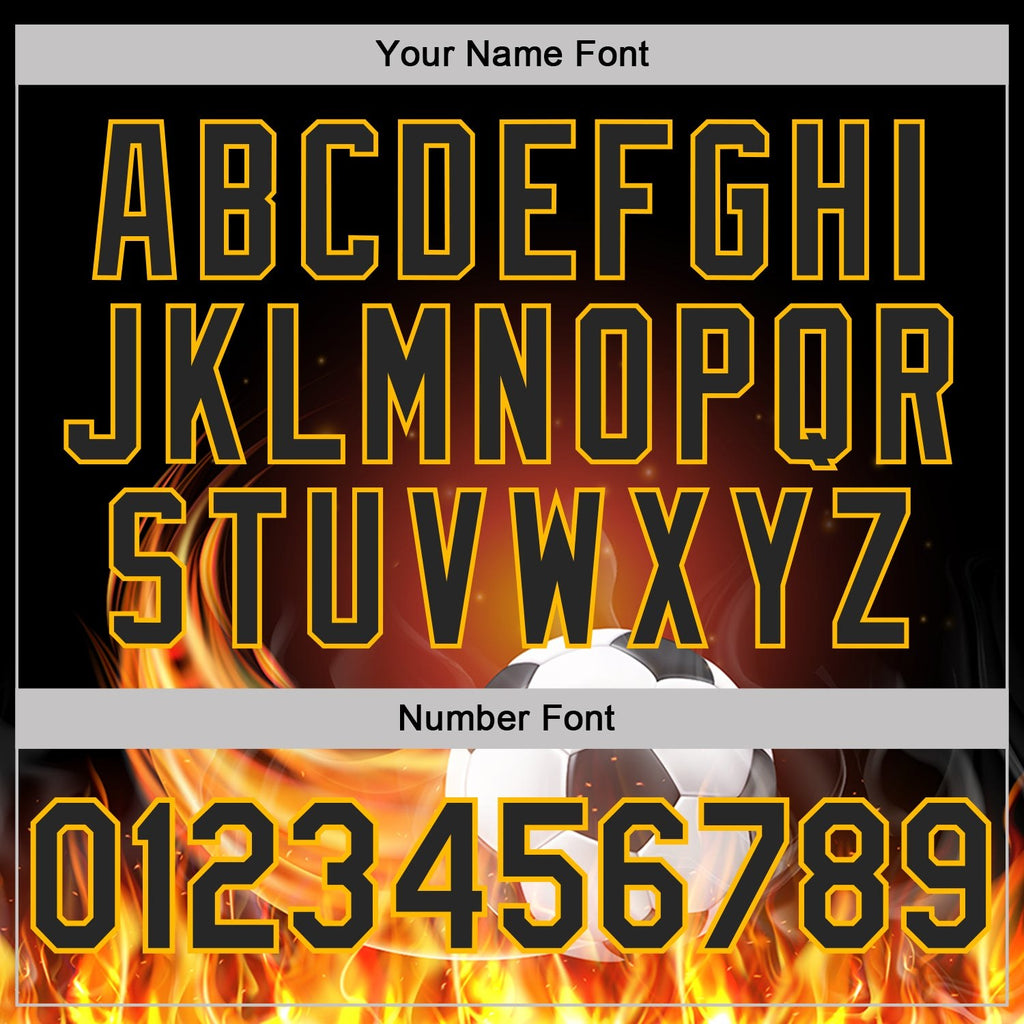 Custom Black-Gold Flame Soccer Ball 3D Pattern Performance Polo Shirt photo 5