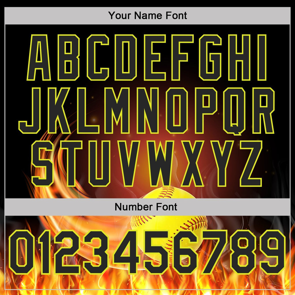 Custom Black-Neon Yellow Flame Softball Ball 3D Pattern Performance Polo Shirt photo 5