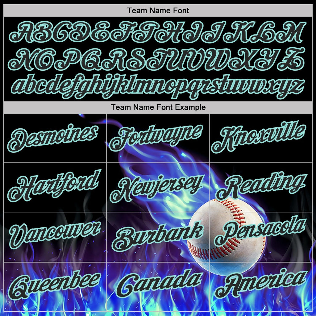 Custom Black-Ice Blue Flame Baseball Ball 3D Pattern Performance Polo Shirt photo 4