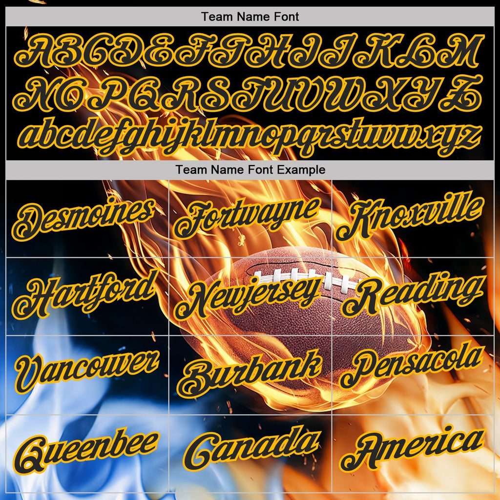 Custom Black Orange Blue-Gold Flame Football Ball 3D Pattern Performance Polo Shirt photo 3
