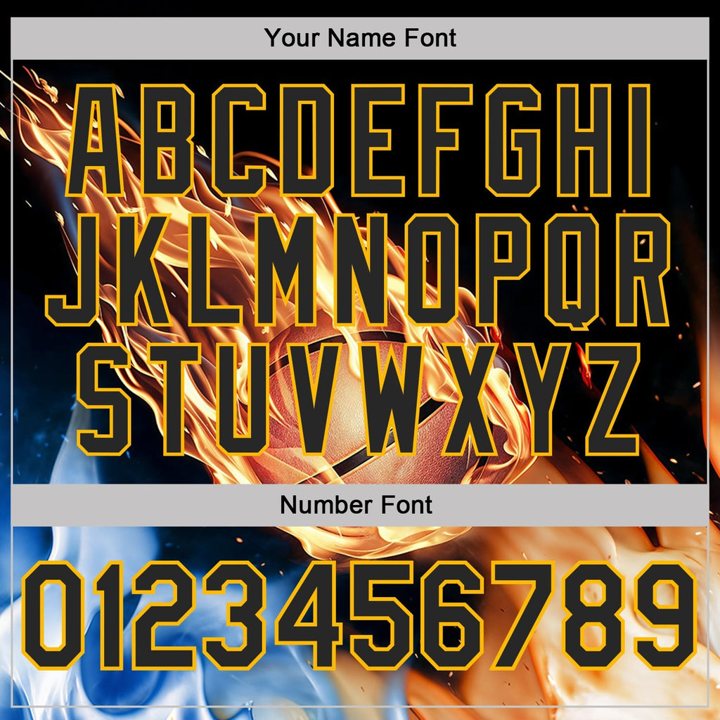 Custom Black Orange Blue-Gold Flame Basketball Ball 3D Pattern Performance Polo Shirt photo 4