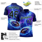 Custom Blue Black-Ice Blue Flame Lightning Football Ball 3D Pattern Performance Polo Shirt photo 3