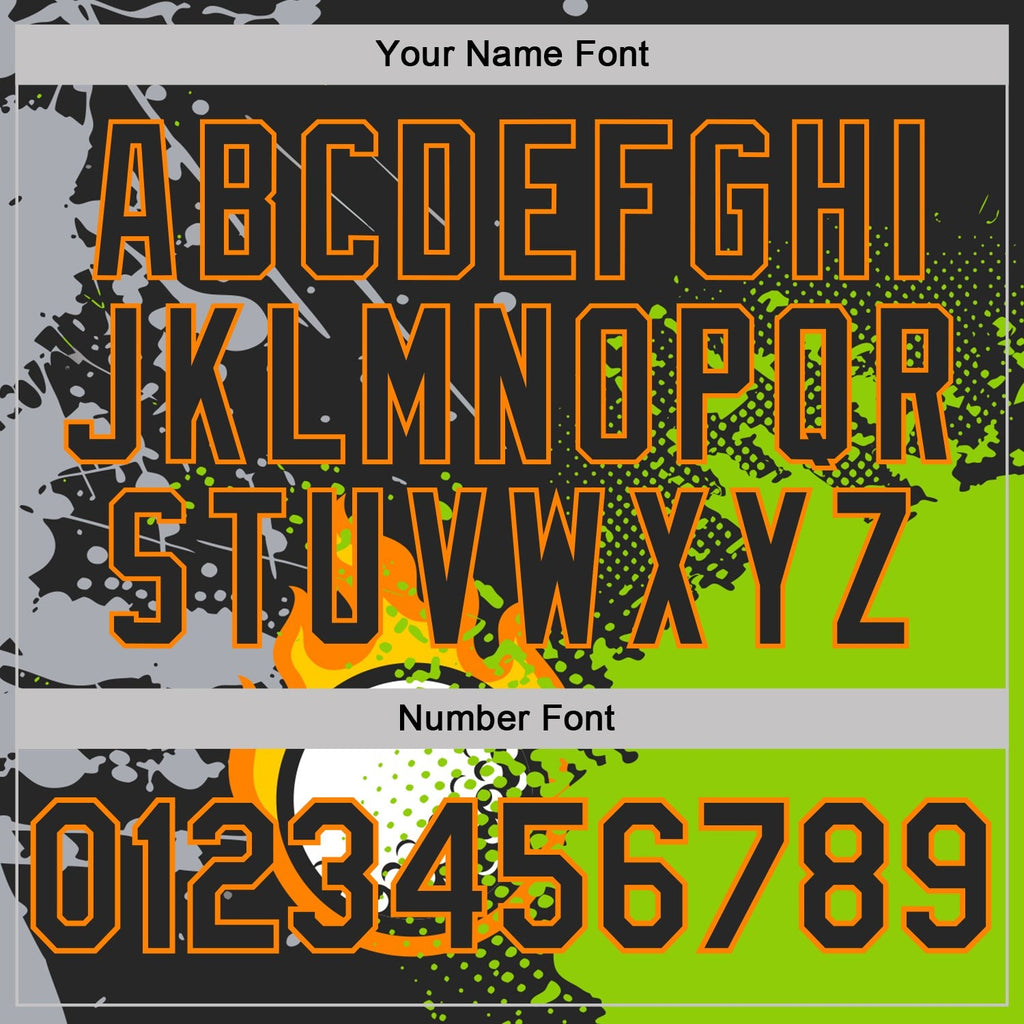 Custom Black Neon Green-Bay Orange Flame Golf Ball Splatter 3D Pattern Performance Polo Shirt photo 4