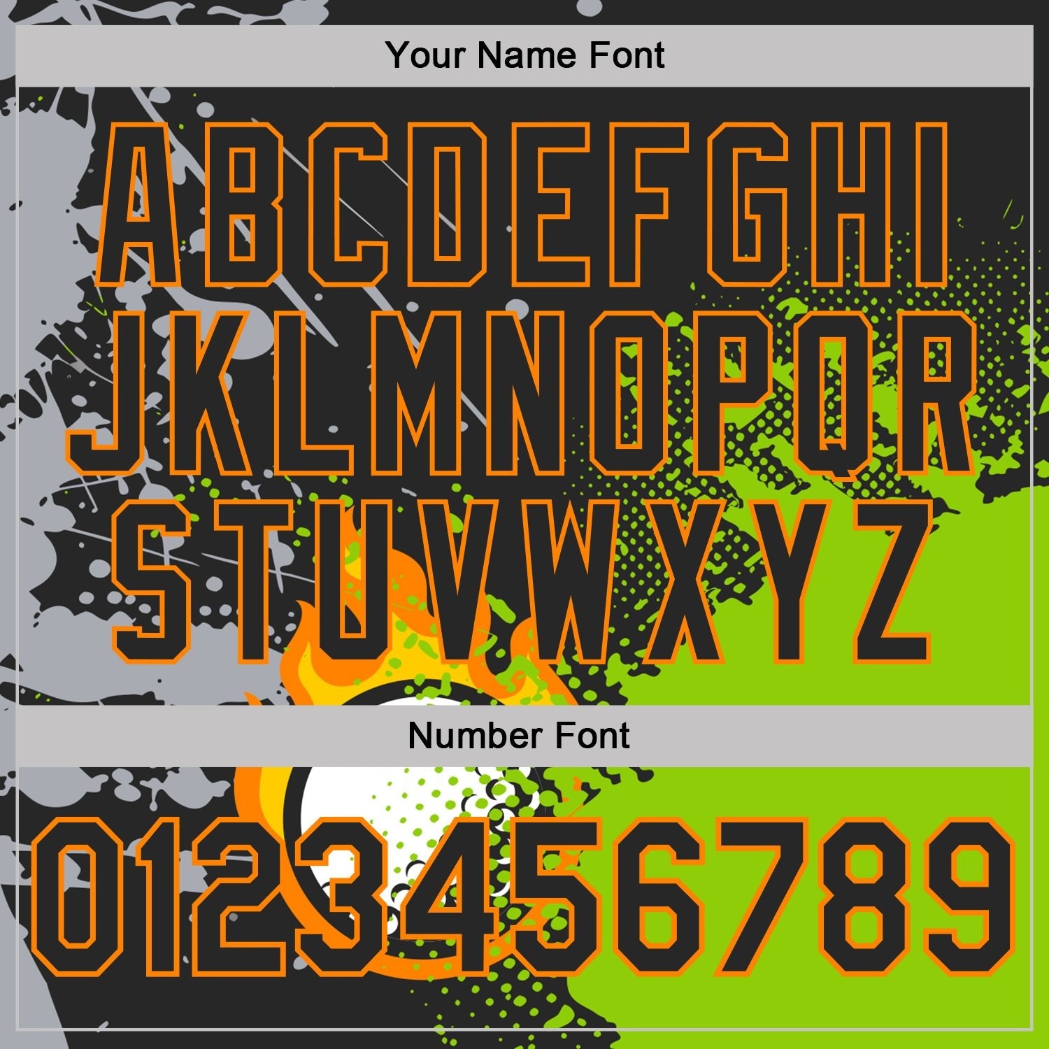 Custom Black Neon Green-Bay Orange Flame Golf Ball Splatter 3D Pattern Performance Polo Shirt photo 4