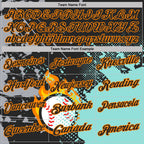 Custom Black Ice Blue-Bay Orange Flame Baseball Ball Splatter 3D Pattern Performance Polo Shirt photo 3