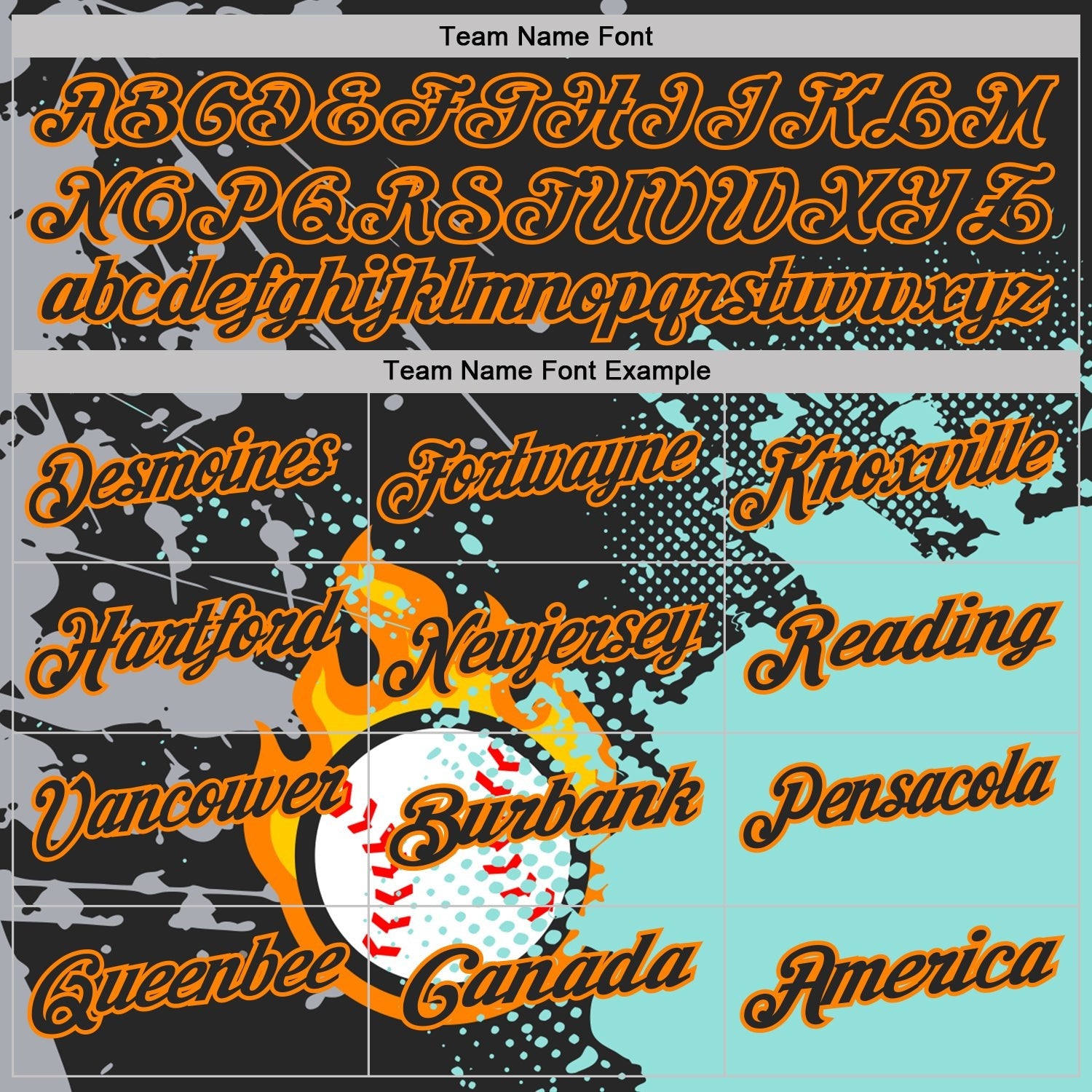 Custom Black Ice Blue-Bay Orange Flame Baseball Ball Splatter 3D Pattern Performance Polo Shirt photo 3