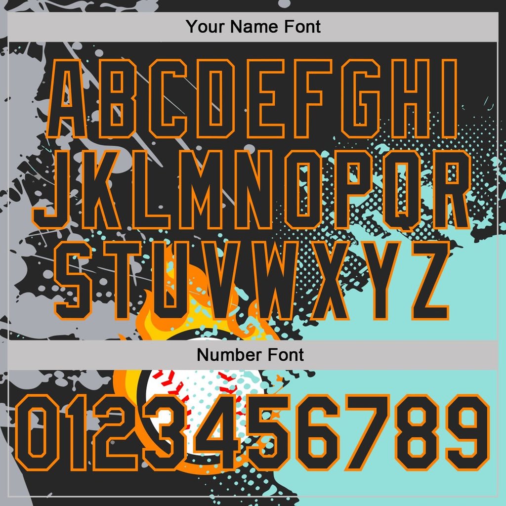 Custom Black Ice Blue-Bay Orange Flame Baseball Ball Splatter 3D Pattern Performance Polo Shirt photo 4