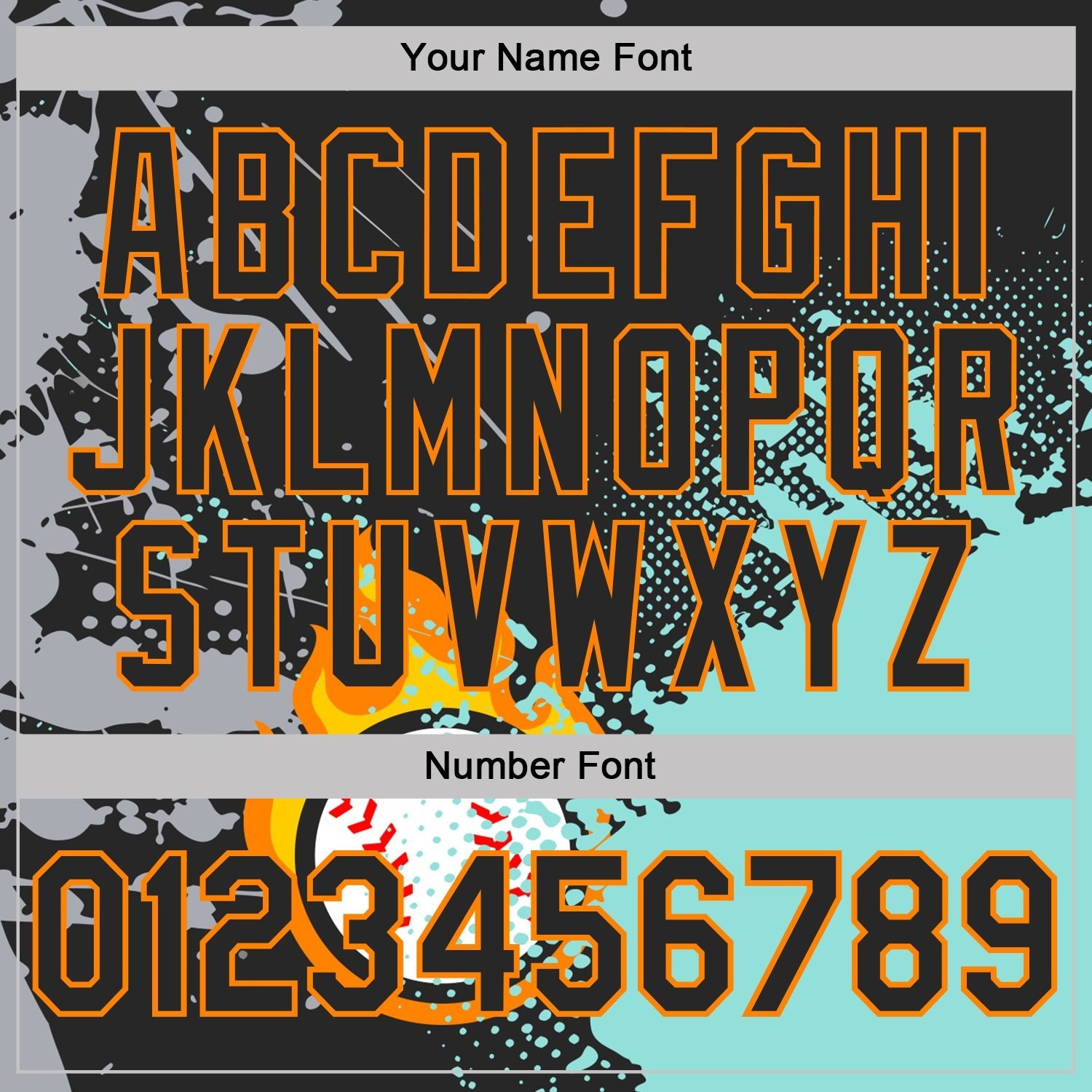 Custom Black Ice Blue-Bay Orange Flame Baseball Ball Splatter 3D Pattern Performance Polo Shirt photo 4