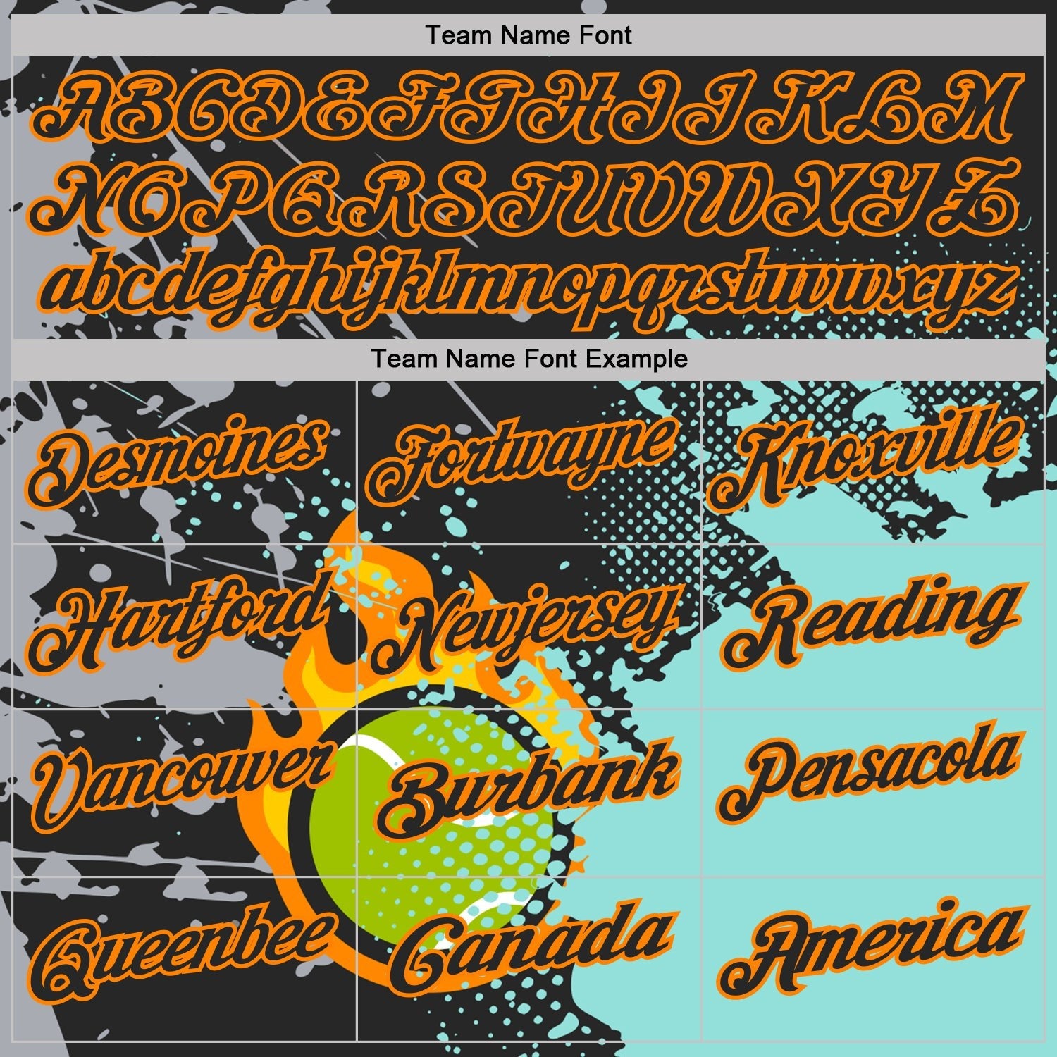 Custom Black Ice Blue-Bay Orange Flame Tennis Ball Splatter 3D Pattern Performance Polo Shirt photo 3