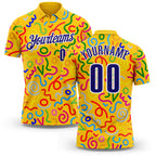 Custom Yellow Dark Purple-White Abstract Graffiti Geometric Lines Performance Polo Shirt