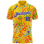 Custom Yellow Dark Purple-White Abstract Graffiti Geometric Lines Performance Polo Shirt photo 1
