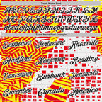 Custom White Black Red-Yellow Geometric Grid & Stripe Performance Polo Shirt photo 2