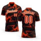 Custom Black Orange-White Abstract Geometric Performance Polo Shirt