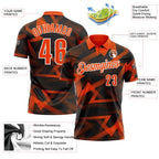 Custom Black Orange-White Abstract Geometric Performance Polo Shirt photo 3